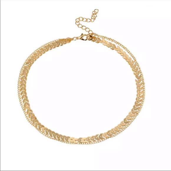 Fishbone Gold Silver Choker Boho Chain Necklace - Picture 2 of 8